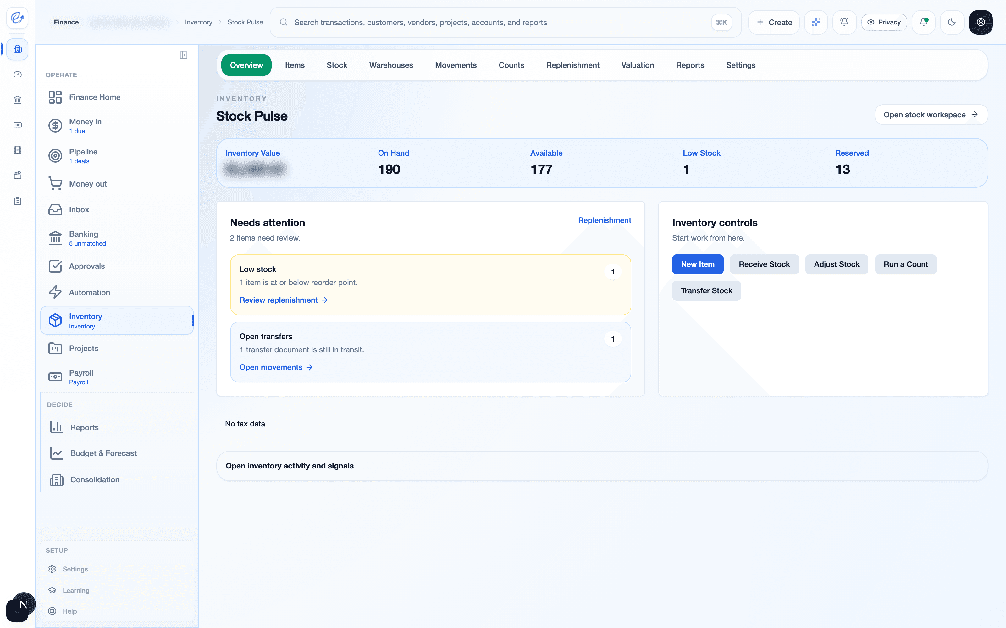 Eazyle Inventory dashboard preview