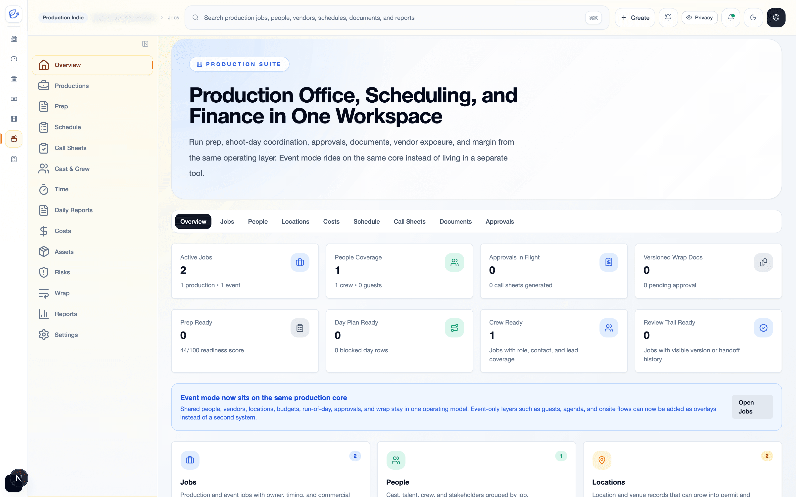 Eazyle Production Suite dashboard preview